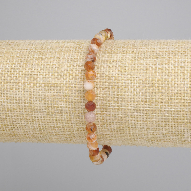 Bracciale in agata con palline sfaccettate, diametro 5 mm ±, lunghezza 18 cm ±, elastico
