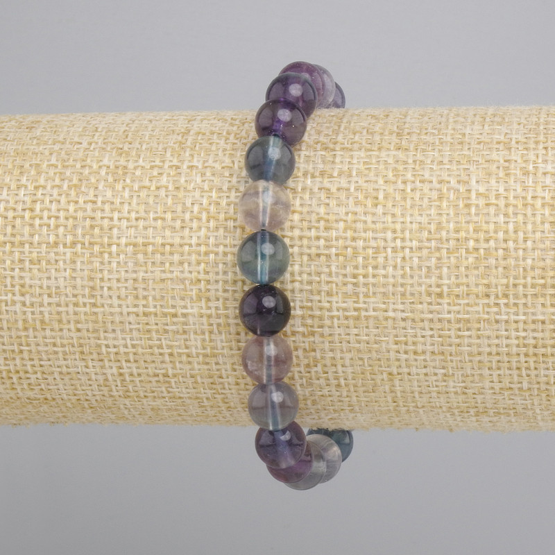 Bracciale fluorite pallina liscia, diametro 8 mm±, lunghezza 18 cm±, elastico
