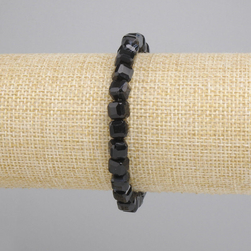 Bracciale in agata cubo sfaccettato 6x6 mm, lunghezza circa 18 cm, elastico