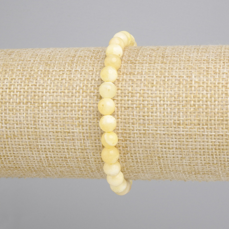 Bracciale in agata gialla, sfere lisce da 6 mm, lunghezza 18 cm, elastico