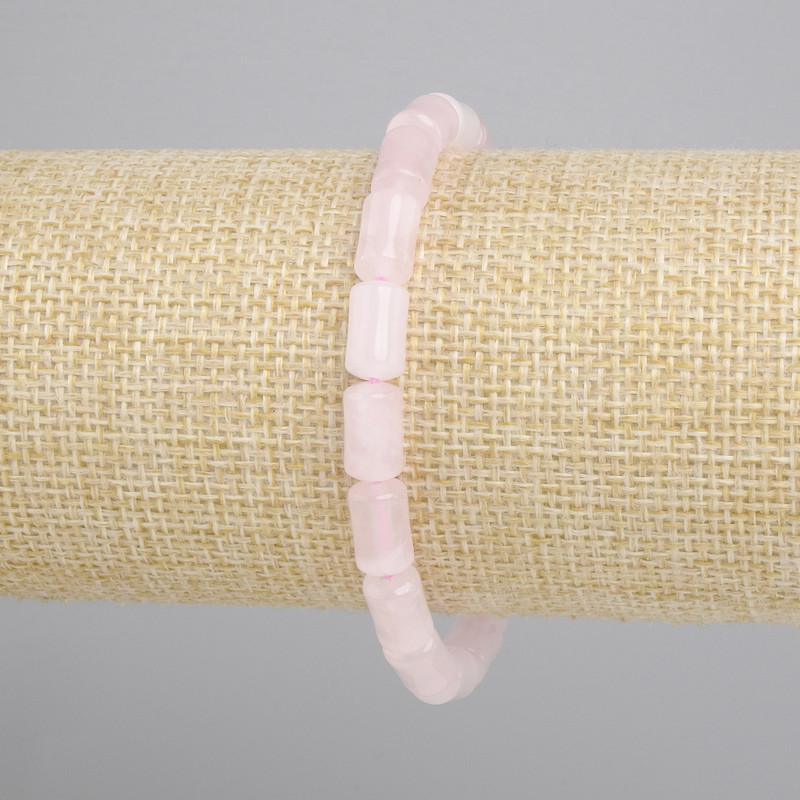 Bracciale Quarzo rosa cilindro, diametro 10x6mm+-, lunghezza 18cm+- elastico