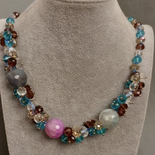 Collana Agata Cristallo Boemo, lunghezza 55cm+