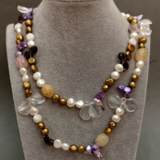 Collana Assortimento di pietre, lunghezza 55cm+