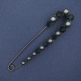 Spilla spillone strass perle Maiorca 103x25mm+- metallo argento scuro