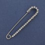 Spilla spillone strass bianchi 72x16mm+- metallo argentato