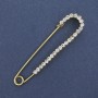 Spilla a spillo strass bianchi 72x17mm+- metallo dorato