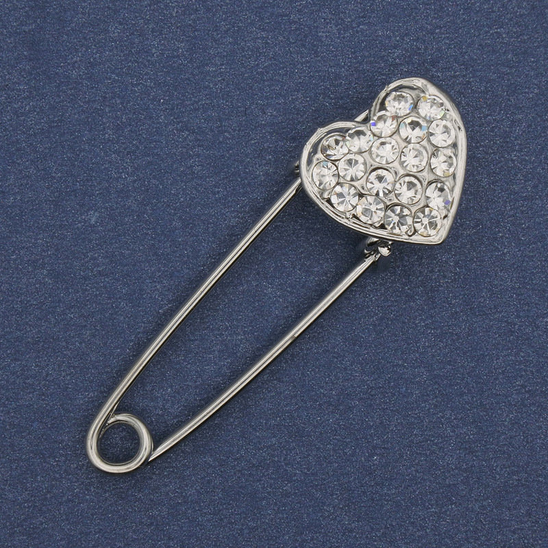 Spilla a spillo con strass bianchi 38x12mm+- metallo argentato
