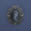 Spilla pendente Cammeo Dama strass metallo argentato 48x44mm +
