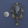 Spilla magnetica Cammeo Dama strass metallo argentato 55x32mm+