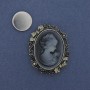 Spilla magnetica Cammeo Dama strass metallo argentato 41x33mm+