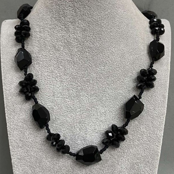 Collana lunga in Agata e Cristallo Ceco, lunghezza 110 cm+