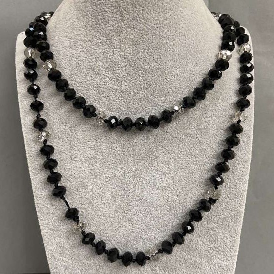 Collana lunga di cristallo ceco, lunghezza 120 cm+