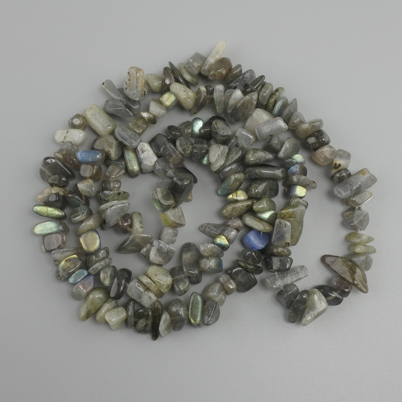 Perline di Labradorite a granuli, diametro 7-18×3-8 mm ±, lunghezza 78 cm ±
