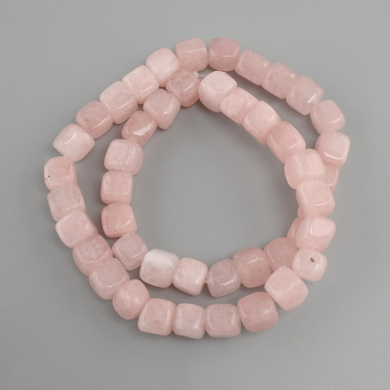 Perline di quarzo rosa a cubo, diametro 8 mm ±, lunghezza 38 cm ±