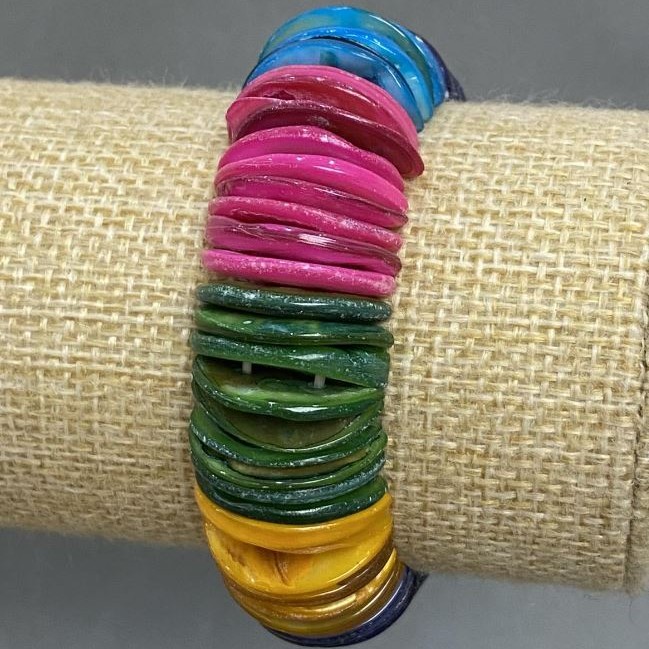 Bracciale in madreperla, lunghezza circa 18 cm, elastico