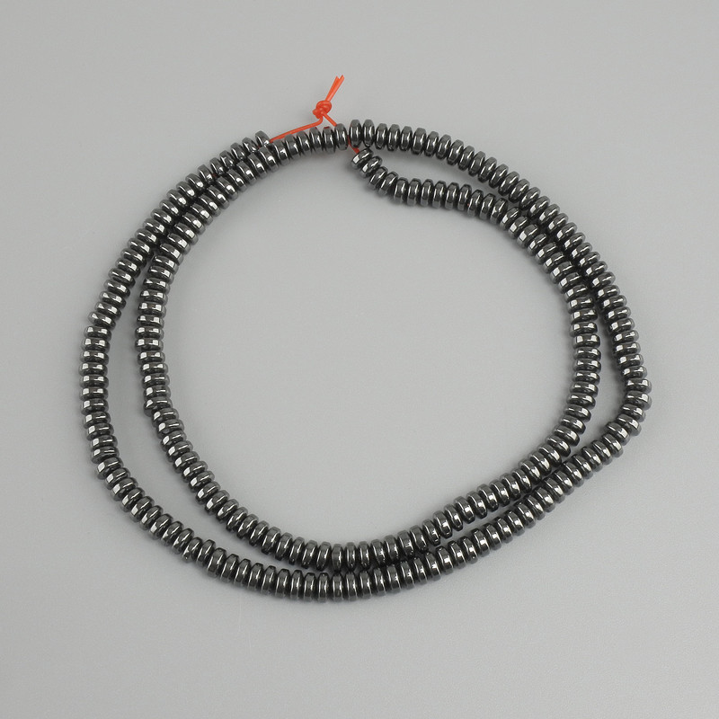 Perline di ematite a rondelle, diametro 4×2 mm, lunghezza 40 cm ±