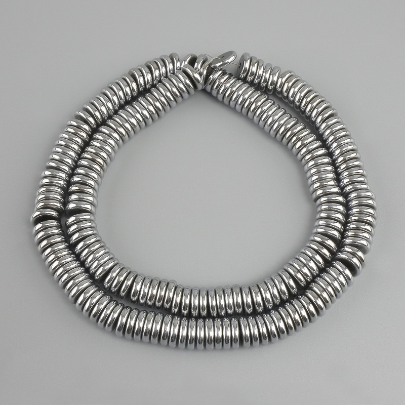 Perline Ematite rondelle, diametro 8x2mm+- colore argento, lunghezza 40cm+
