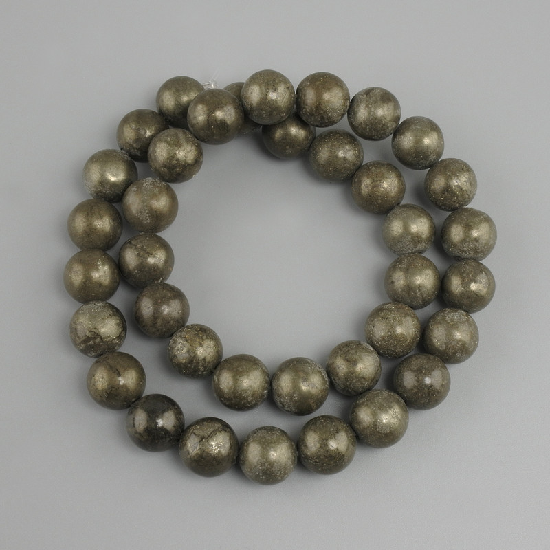 Perline Pirite sfera liscia, diametro 10,5mm+-, lunghezza 38cm +