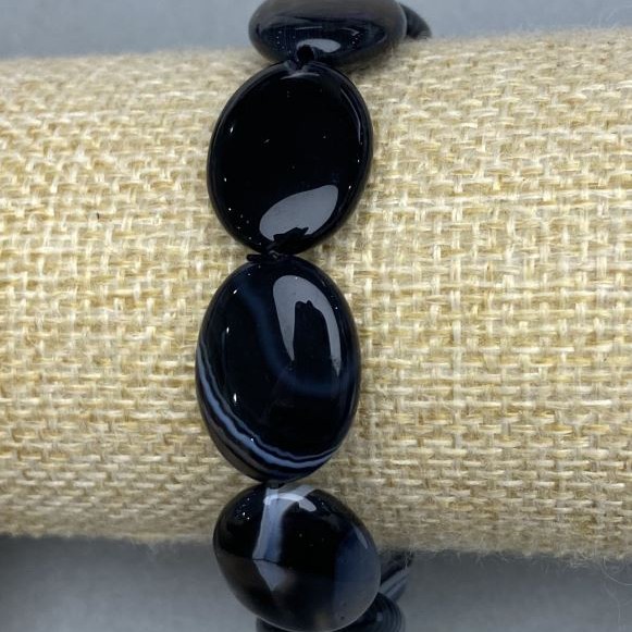 Bracciale Agata ovale, diametro 20x15mm+-, lunghezza 18cm+- elastico