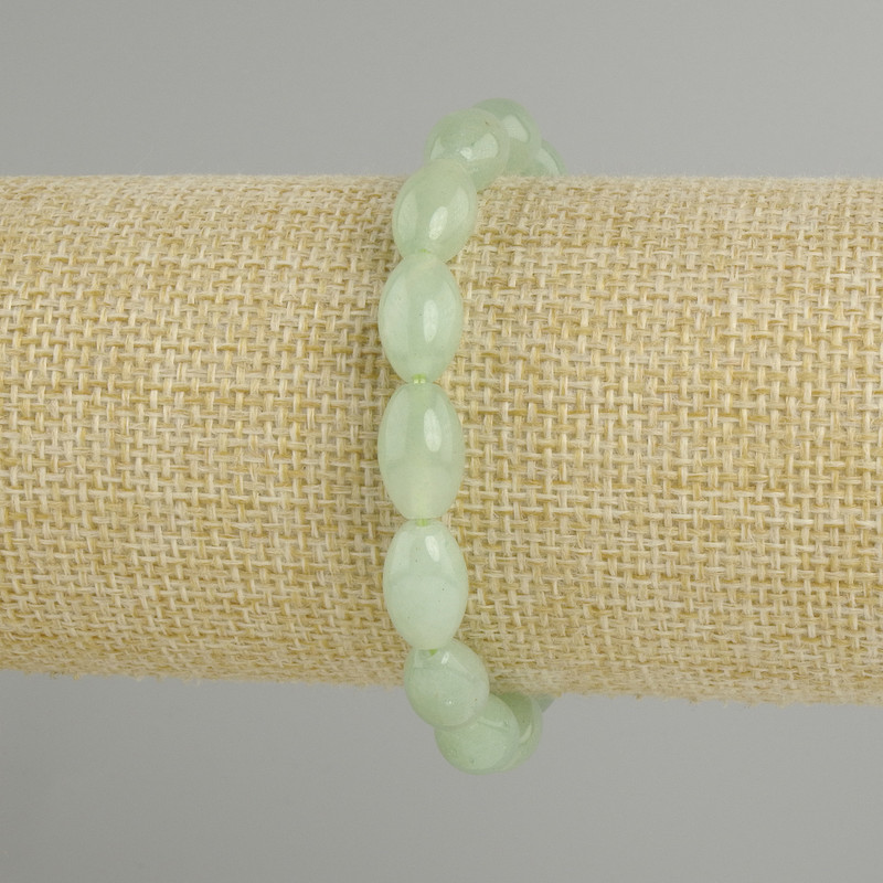 Bracciale di giadeite a granuli, dimensioni 12×5×8 mm, lunghezza 18 cm, elastico