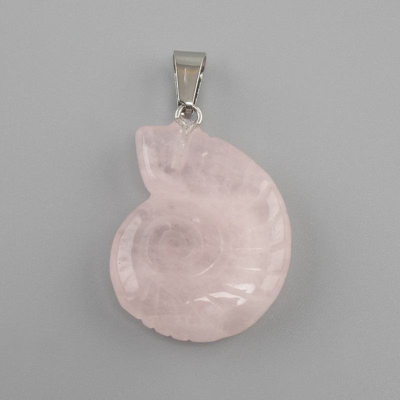 Pendente Lumaca quarzo rosa 20x27x35mm+