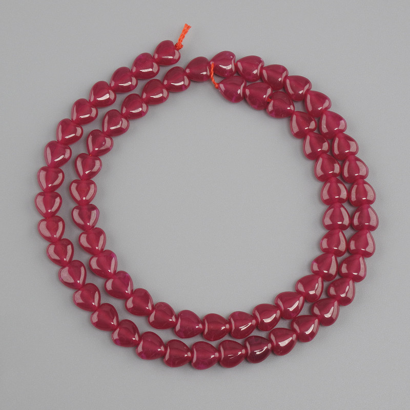 Perline Rubino (corindone) cuore, diametro 6mm+-, lunghezza 38cm+