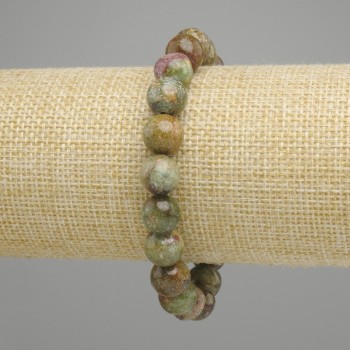 Bracciale Fuchsite con inclusioni di Rubino sfera liscia, diametro 10mm+-, lunghezza 18cm +- elastico