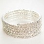 Bracciale a spirale a cinque giri con strass bianchi, circonferenza 18–22 cm
