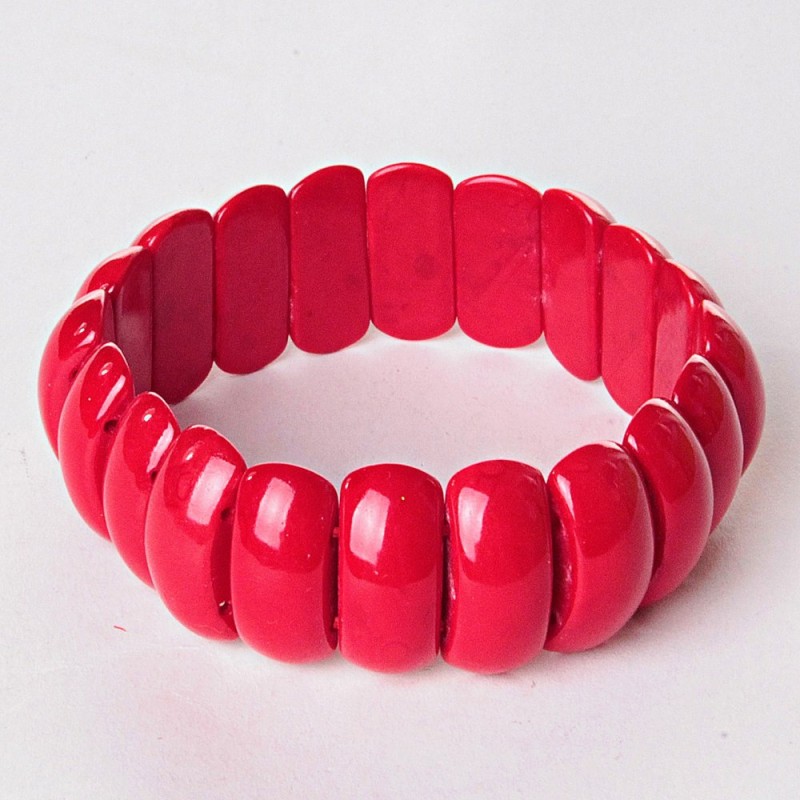 Bracciale a maglie rettangolari 2x1 cm in corallo pressato