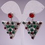 Orecchini con cristalli triangolari, 4 cm, eleganti, con strass verdi e rossi