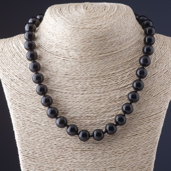 Collana di obsidiana solare a palline lisce, diametro 12 mm, lunghezza 48 cm