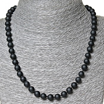 Collana in schungite artificiale, perle da 8 mm, lunghezza 50 cm