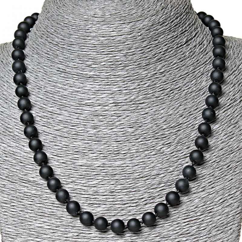 Collana in schungite artificiale, perle da 8 mm, lunghezza 50 cm