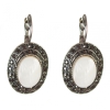 Orecchini in saldo, madreperla, montatura «argento a goccia», pietra ovale 2,5×1,9 cm, lunghezza 3,5 cm