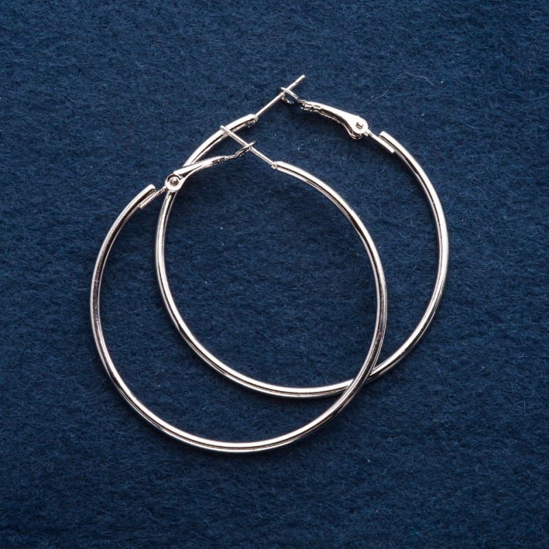 Orecchini a cerchio, diametro di 5 cm, argento