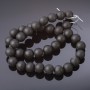 Perline di schungite lisce a sfera su filo (artificiali), diametro 12 mm, lunghezza 37 cm