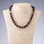 Collana di agata marrone, palline lisce, diametro 12 mm, lunghezza 45 cm