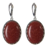 Orecchini in avventurina «Sabbia dorata» montatura a griffe ovale 2,8×2,1 cm, lunghezza 4,5 cm - In saldo