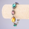Bracciale con cristalli multicolori, montatura a dentello, pietre ovali, 7 pietre, 20×16 mm e 13×16 mm, lunghezza 18–21 cm
