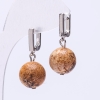 Orecchini «Elegante» con jasper paesaggistico a pallina da 12 mm, chiusura inglese, lunghezza 29 mm+