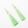 Orecchini con frange verde chiaro, lunghezza 8 cm, colore metallo oro