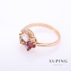 Anello Xuping, colore metallo dorato, pietre multicolori da 4 mm, taglie 16, 17, 18, 19