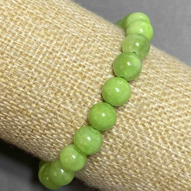 Bracciale in onice naturale elastico, diametro 8 mm, lunghezza 18 cm