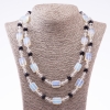 Saldo Collana lunga in pietra lunare sintetica e cristallo ceco, diametro 13×18 mm, 8 mm e 10 mm, lunghezza 120 cm