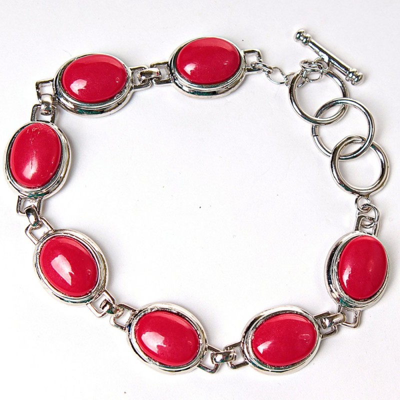 Bracciale in corallo ovale con chiusura a toggle (In saldo)