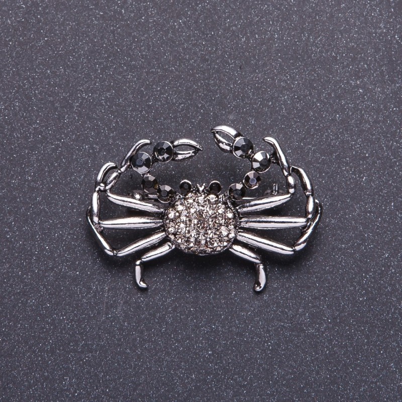 Spilla Granchio Diamante colore metallo argento 4×2,7 cm
