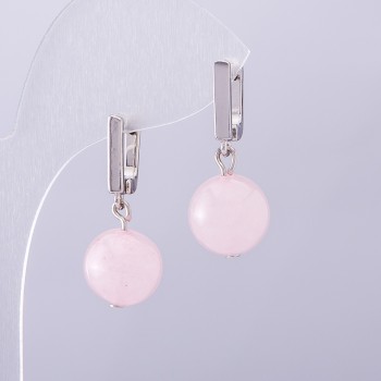 Orecchini Eleganti con quarzo rosa, diametro 12 mm