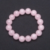 Braccialetto elastico in quarzo rosa naturale, sfere lisce, diametro 12 mm+