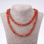 Collana lunga in corniola con sfere lisce, diametro 8 mm, lunghezza 120 cm