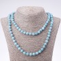 Collana lunga in acquamarina con sfere lisce, diametro 8 mm, lunghezza 110 cm